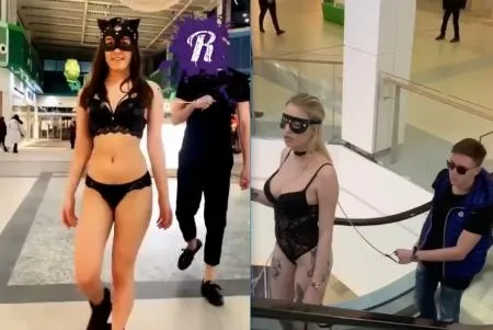 Голі дівчата на повідку у хлопців (ВІДЕО)